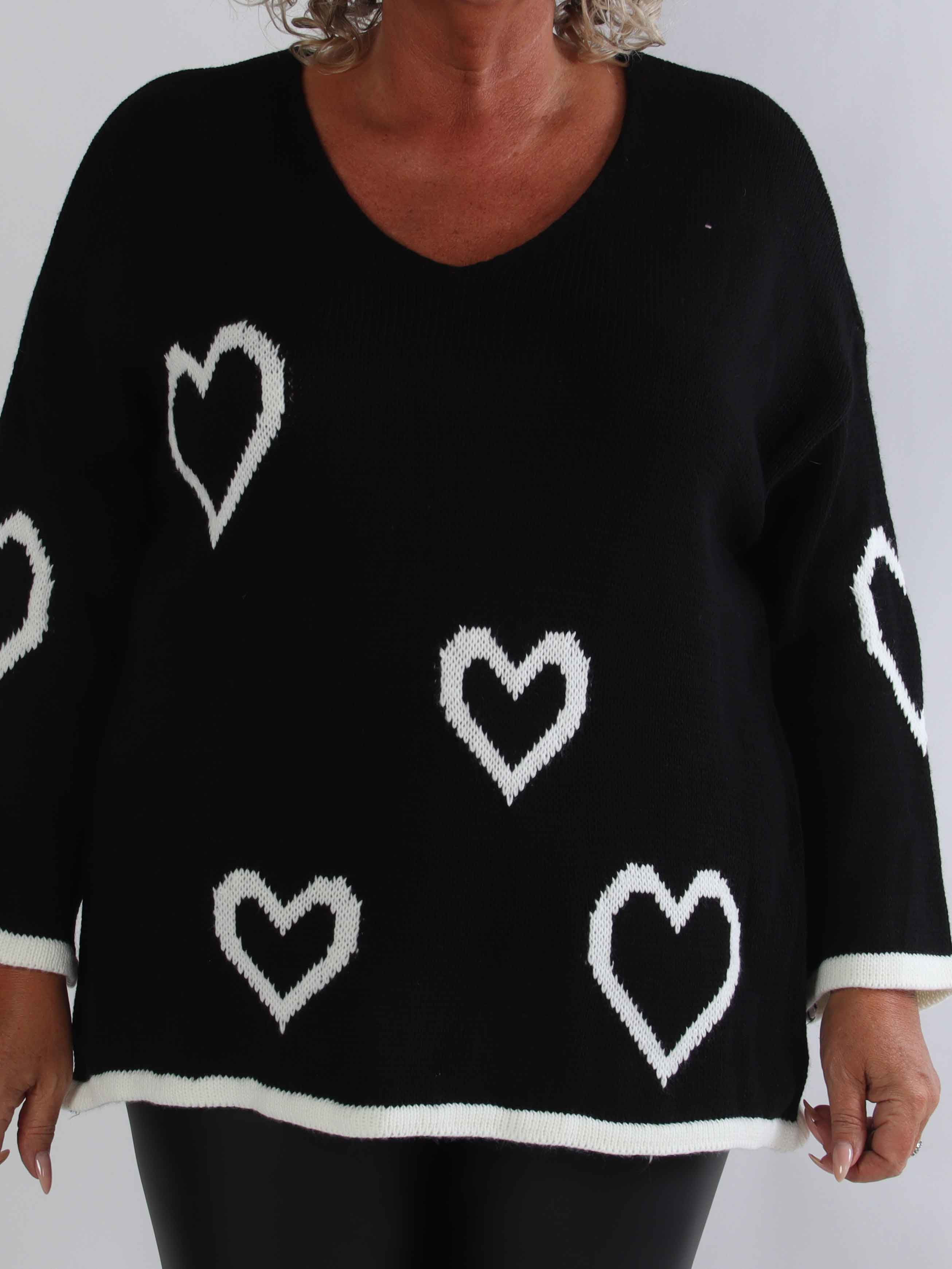 Vivianne - Sød plus size strikbluse med fine hjerter